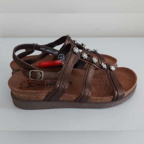 NWT Mephisto Women's Crystals Brown Leather Sandals - EU38 - Picture 3 of 12